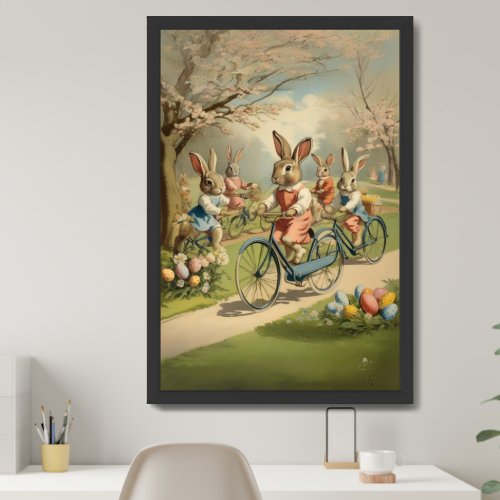 Vintage Bunny and Friends Cycling Wall Decor 