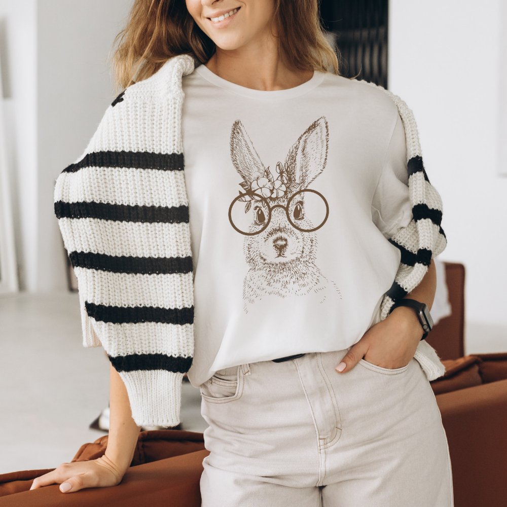 Discover Vintage Bunny and Glasses Personalized T-Shirt