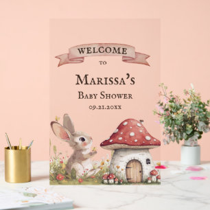Vintage Bunny Baby Shower Welcome Acrylic Sign