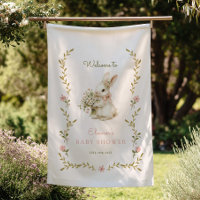 Vintage Bunny Baby Shower Welcome Flag