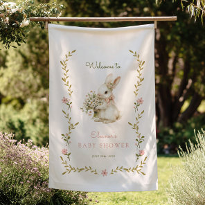 Vintage Bunny Baby Shower Welcome Flag