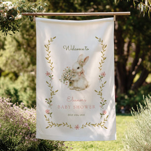 Vintage Bunny Baby Shower Welcome Flag