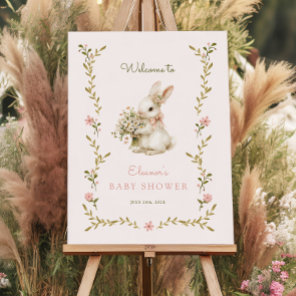 Vintage Bunny Baby Shower Welcome Sign
