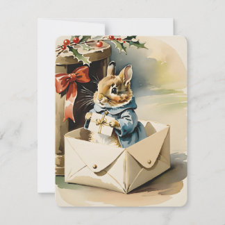 vintage bunny christmas holiday card