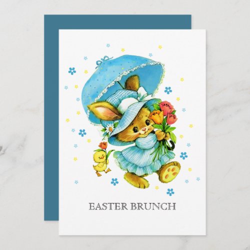 Vintage Bunny Custom Easter Brunch Invitation