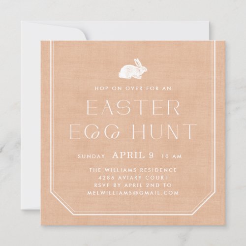 Vintage Bunny Easter Egg Hunt Invitation _ Orange