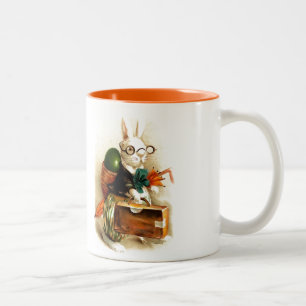 Vintage Bunny Easter Gift Two-Tone Coffee Mug