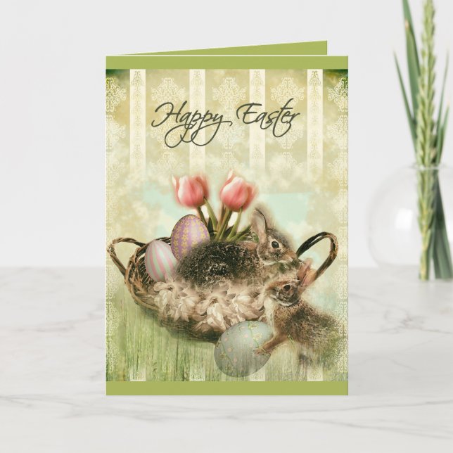 Vintage Bunny Easter Greeting card (Front)