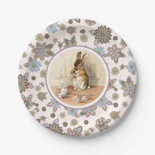 Vintage Bunny Easter Party Paper Plates
