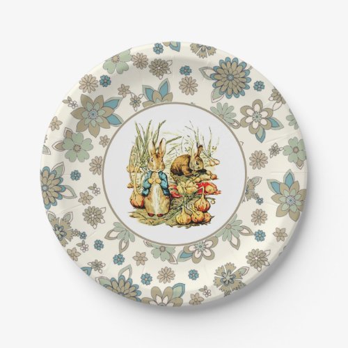 Vintage Bunny Easter Party Paper Plates