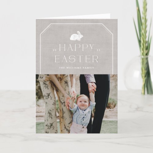 Vintage Bunny Easter Photo Card _ Gray