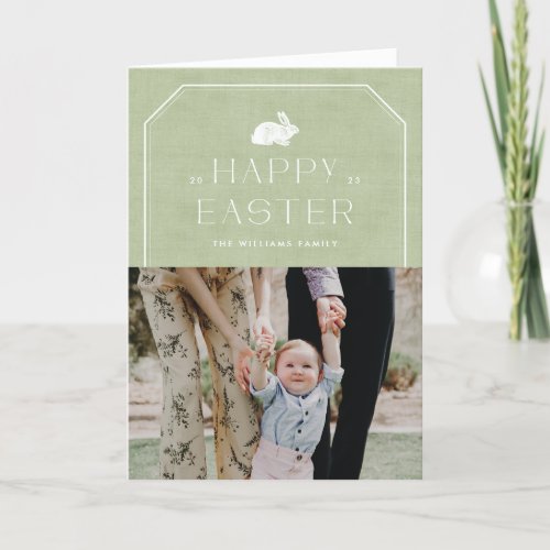 Vintage Bunny Easter Photo Card _ Green