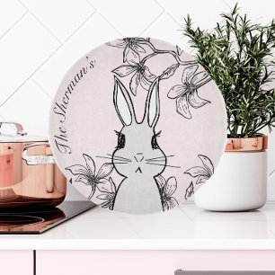 Vintage Bunny Floral Easter Cutting Board