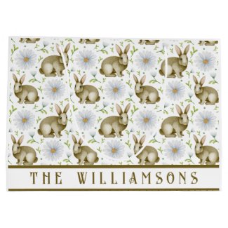 Vintage Bunny Floral Happy Easter 