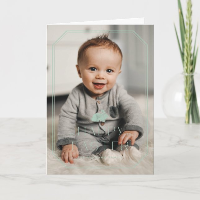 Vintage Bunny Frame Easter Photo Card - Mint (Front)