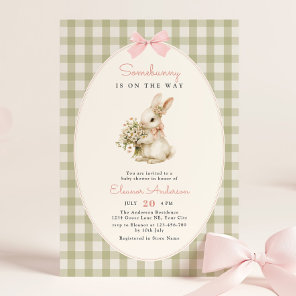 Vintage Bunny Gingham Baby Shower Invitation