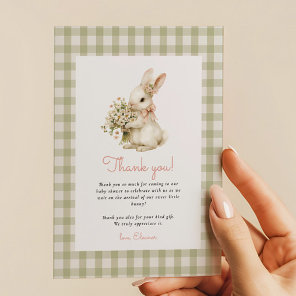 Vintage Bunny Gingham Baby Shower Thank You Card
