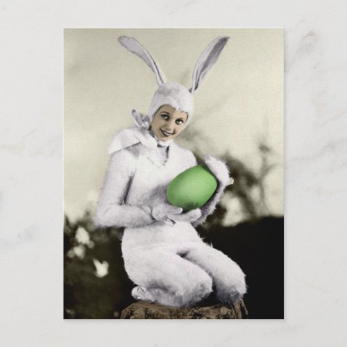 Vintage Bunny Girl Easter Postcard