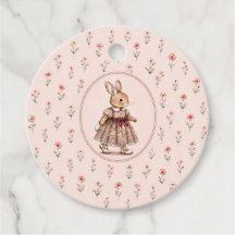 Vintage Bunny Girl Favor Floral Rabbit Baby Shower