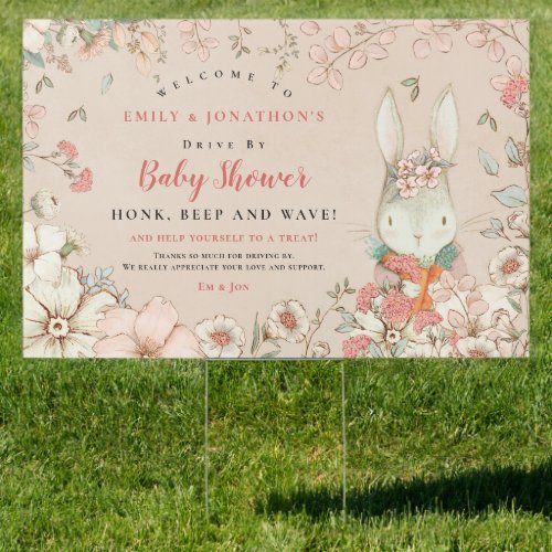 Vintage Bunny Girl Welcome Drive By Baby Shower Sign