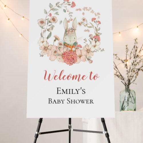 Vintage Bunny Girl Welcome to Baby Shower Sign