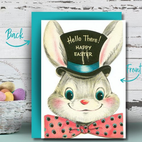 Vintage Bunny In Top Hat Custom Retro Easter Holiday Card