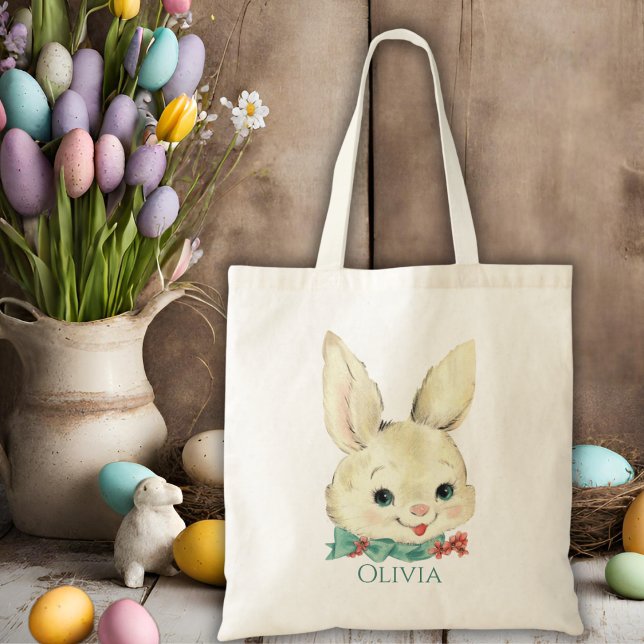 Vintage Bunny Personalized Easter Tote Bag (Vintage Bunny Personalized Easter Tote Bag)