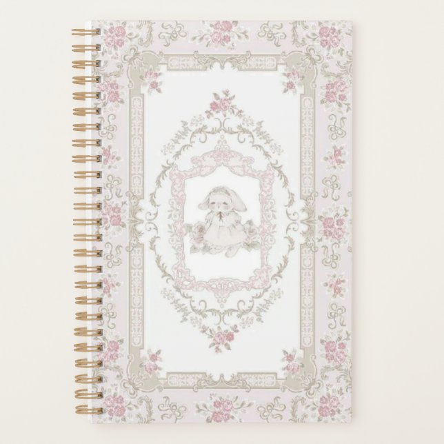 Vintage Bunny & Pink Roses Notebook (Front)