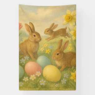 Vintage Bunny/Rabbit Easter Egg/Spring Banner
