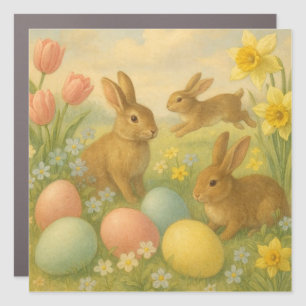 Vintage Bunny/Rabbit Easter Egg/Spring Car Magnet