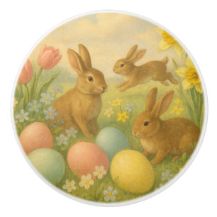 Vintage Bunny/Rabbit Easter Egg/Spring  Ceramic Knob