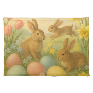 Vintage Bunny/Rabbit Easter Egg/Spring  Cloth Placemat