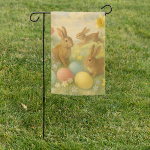 Vintage Bunny/Rabbit Easter Egg/Spring Garden Flag