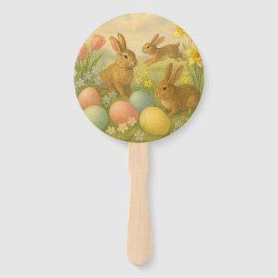 Vintage Bunny/Rabbit Easter Egg/Spring Hand Fan