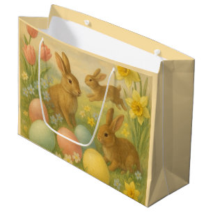 Vintage Bunny/Rabbit Easter Egg/Spring   Large Gift Bag