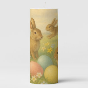 Vintage Bunny/Rabbit Easter Egg/Spring Pillar Candle