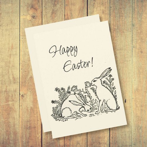 Vintage Bunny Rabbit Happy Easter  Holiday Card