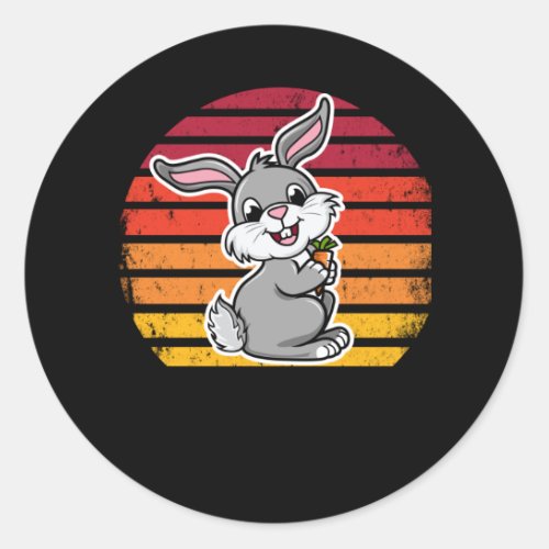 Vintage Bunny Rabbit Sunset Easter Bunny Classic Round Sticker