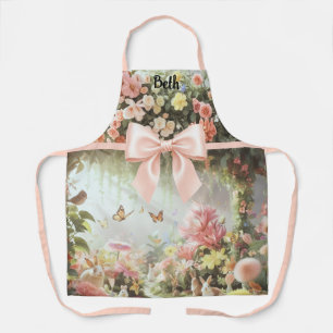 Vintage Bunny Rabbit Watercolor Wildflower Meadow Apron
