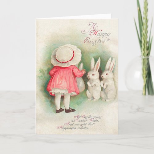 Vintage Bunny Rabbits Easter Greeting Holiday Card