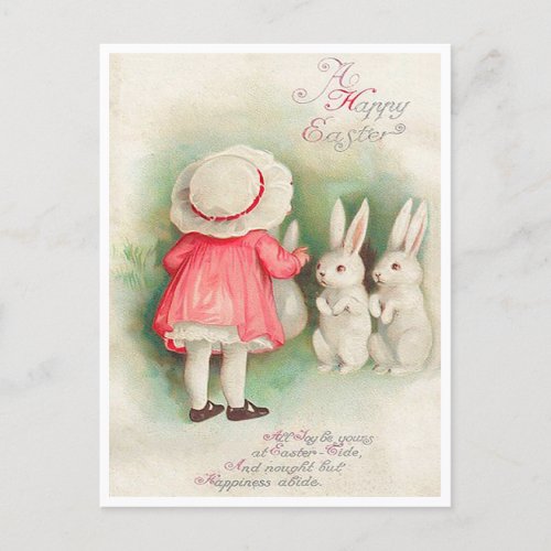 Vintage Bunny Rabbits Easter Greeting Postcard