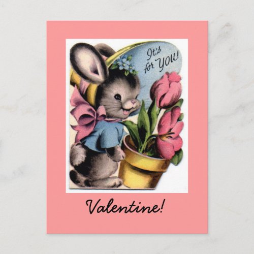 Vintage Bunny Valentine Postcard