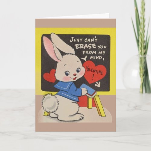 Vintage Bunny Valentines Day Card