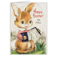 Vintage Bunny with Accordion Easter Card