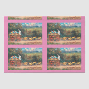 Vintage Bunny With Cart Tissue Paper