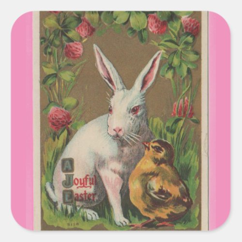 Vintage Bunny With Chick Easter Sticker