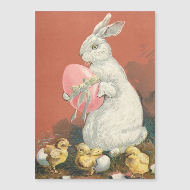 Vintage Bunny with Easter Egg and Chicks (Front)