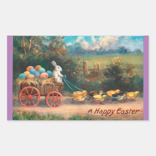 Vintage Bunny With Egg Wagon Sticker