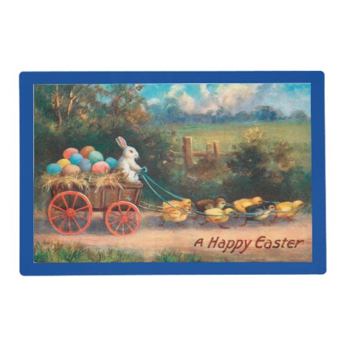Vintage Bunny With Wagon Laminated Placemat