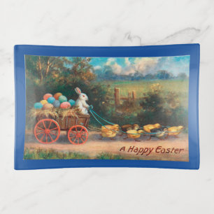 Vintage Bunny With Wagon Trinket Tray